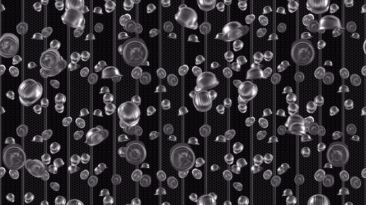 단단한 모자 건설 현장 배경 루프 타일 떨어지는