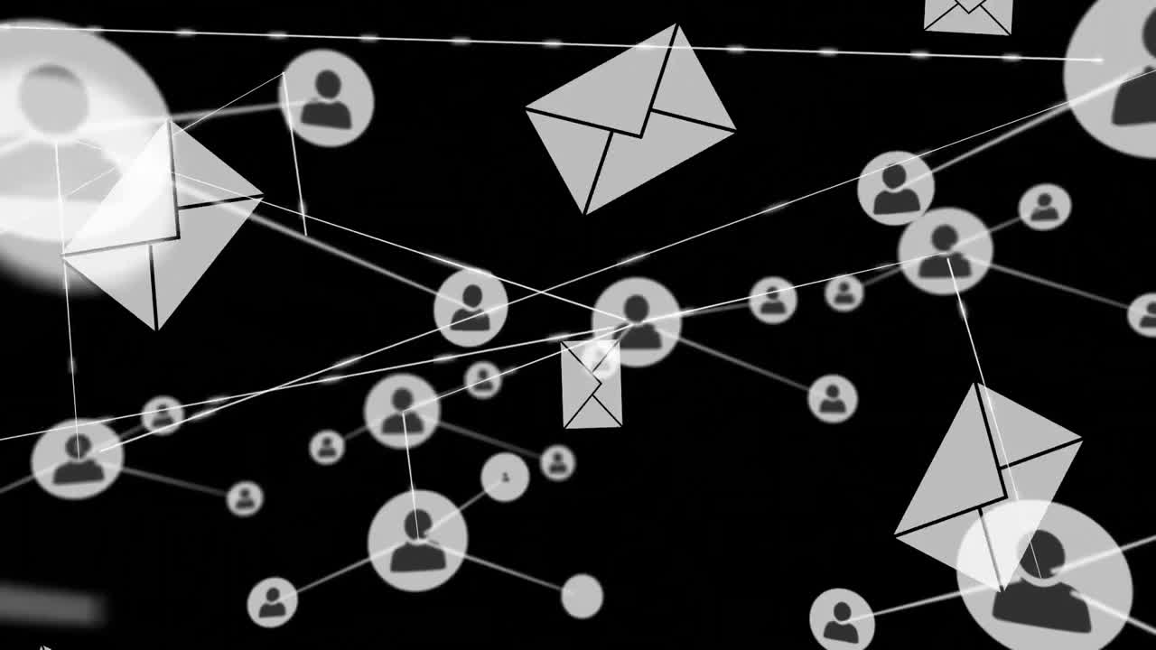 animación de conexiones de red con iconos de personas