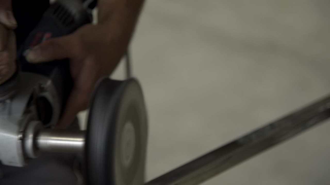 Man cutting and polish stainless steel