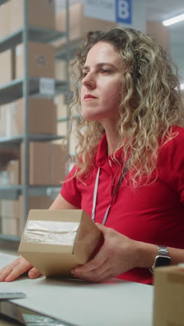 warehouse worker inspecting package