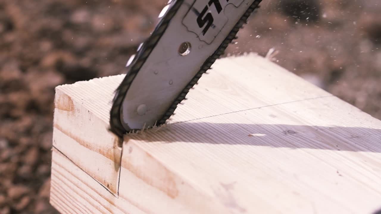 Chainsaw Cutting Wood