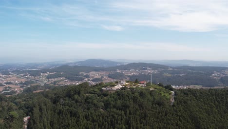 monte da franqueira overlook in barcelos, portugal - aerial wide view