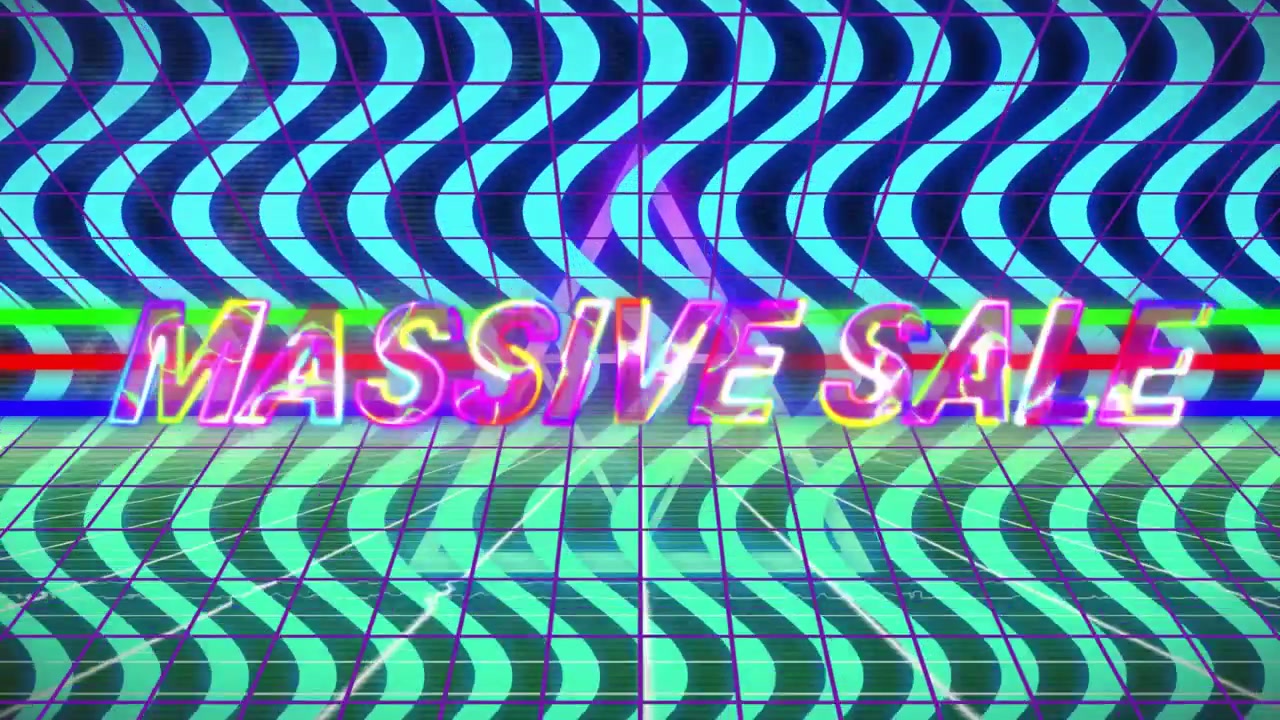 Grafica in Movimento Stile Retrò Anni '80: Mega Saldi