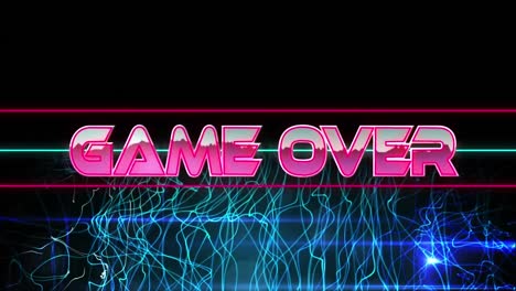 animación del juego sobre texto sobre formas de neón.