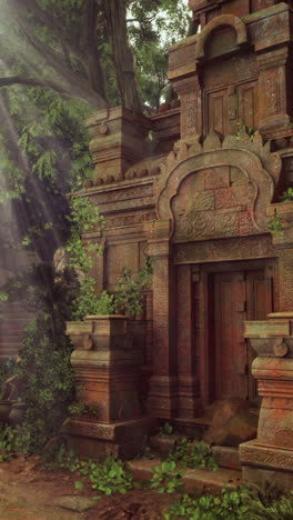 ancient temple ruins in a lush jungle