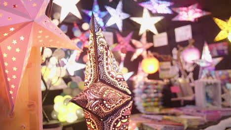 Christmas-decorations-of-star-shaped-lamps-in-Montpellier-Christmas-market.