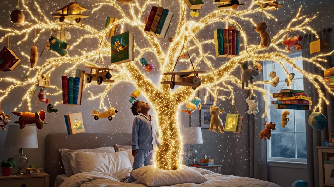 A Magical Dream Tree in a Child's Bedroom