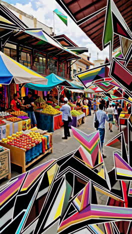 vibrant city market scene