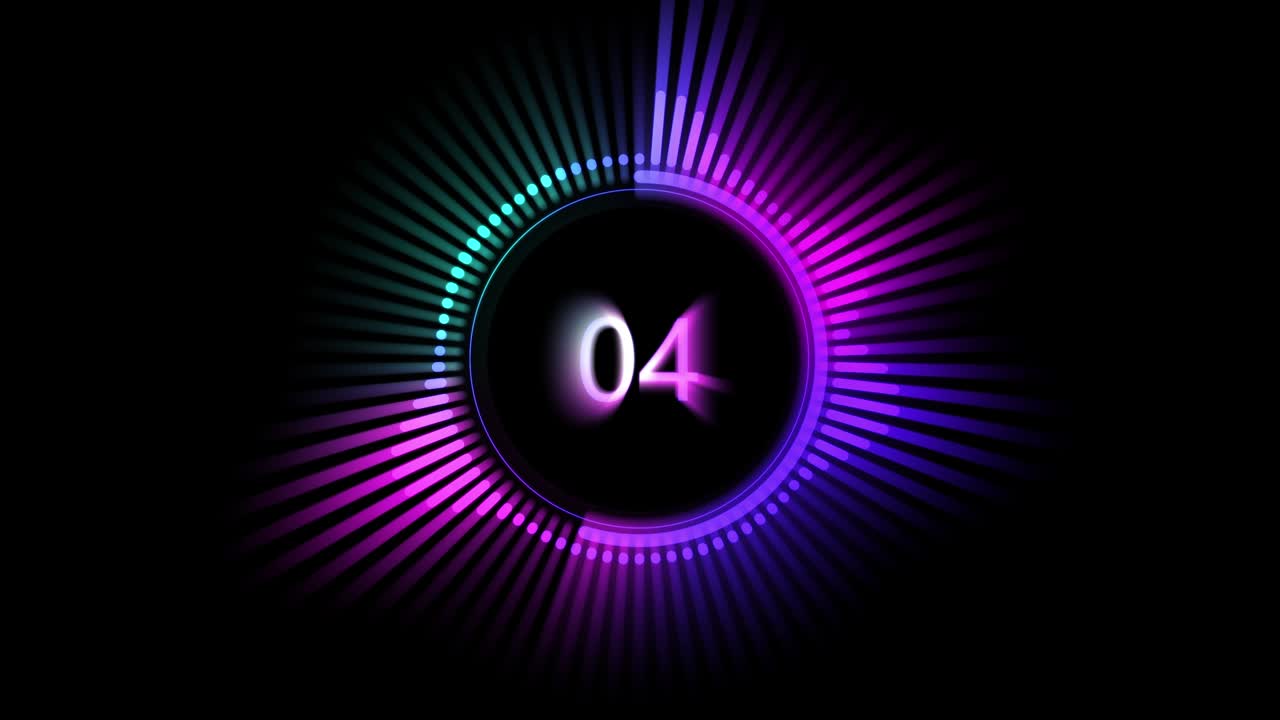 10 seconds multicolor circular audio spectrum countdown timer