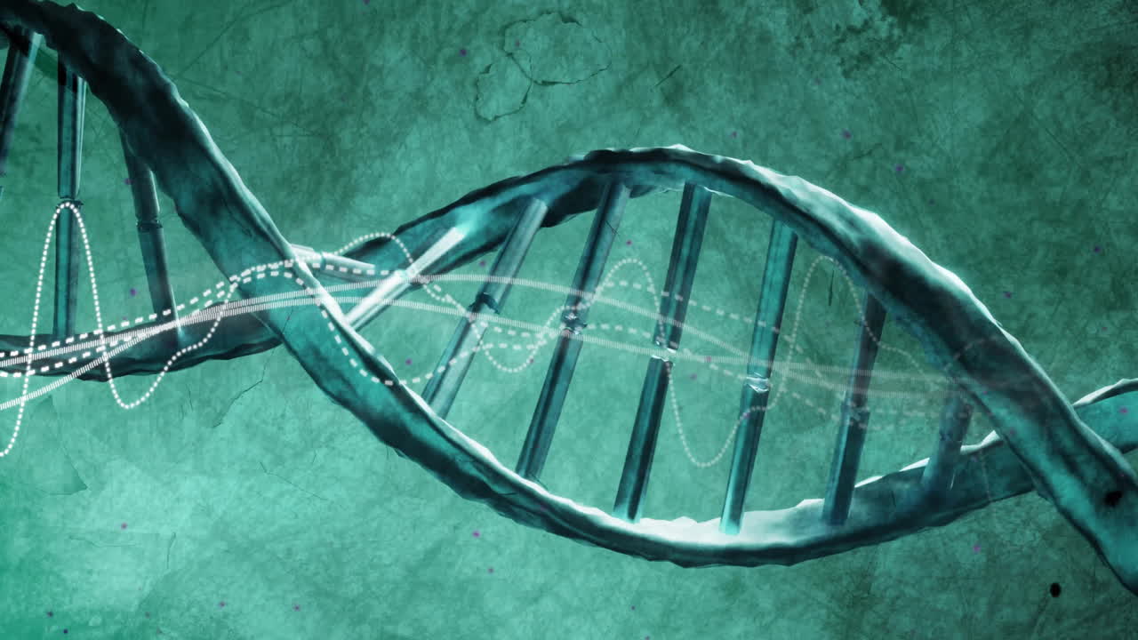 animación del procesamiento de datos digitales sobre la cadena de adn