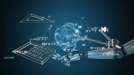 animación del procesamiento de datos científicos sobre el brazo del robot y el globo