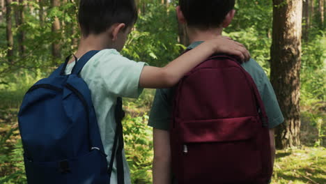 two boys in the forest