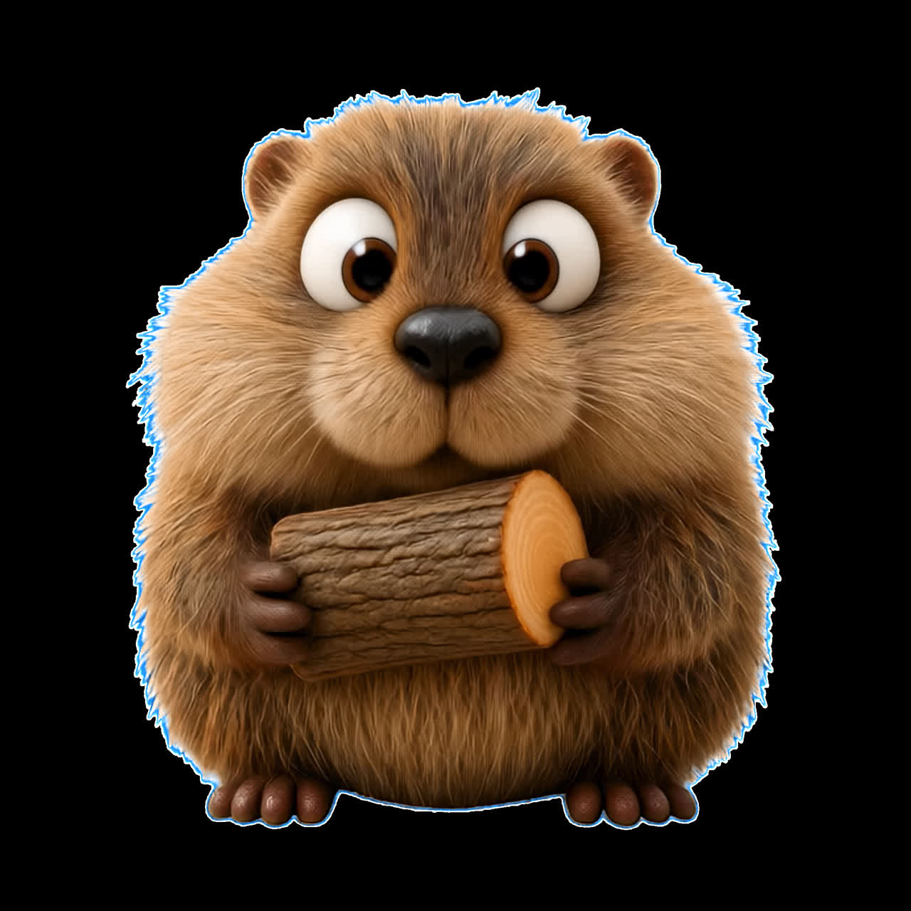 Cute beaver holding log animation isolated asset, transparent 4K video ...