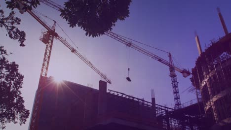 animación del procesamiento de datos financieros sobre el paisaje urbano