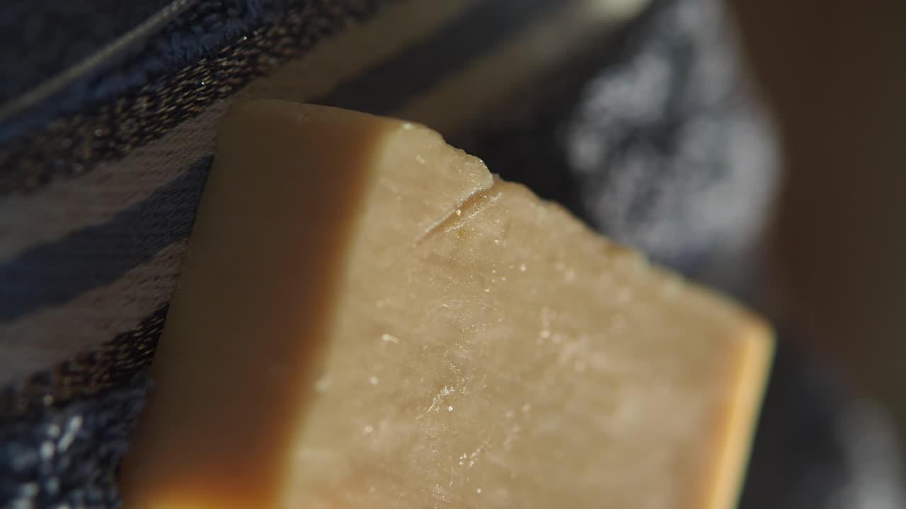 Bar of soap on towel