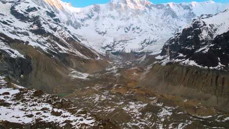 mesmerizing aerial view of mount annapurna glacier and towering peak