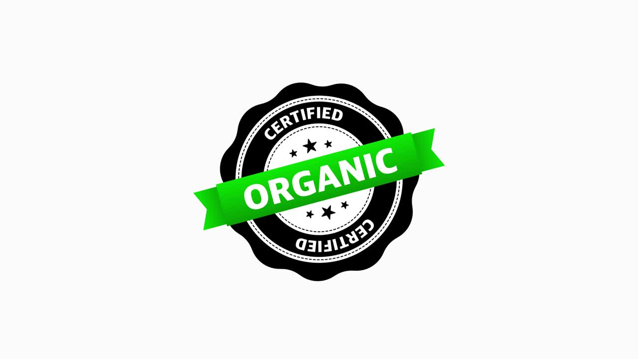 Green icon. Logo, symbol background. Organic, bio, eco symbol. Organic shape. Vegetarian healthy food. Vegan motion icon. Vintage label. Motion graphic.