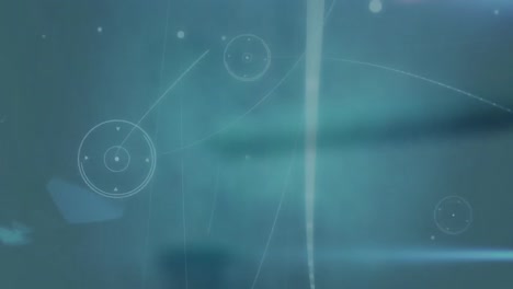 Animation-Eines-Netzwerks-Von-Verbindungen-Mit-Leuchtenden-Punkten-Auf-Blauem-Hintergrund