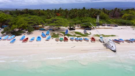 Fishing-boats-pulled-up-on-tropical-Caribbean-beach