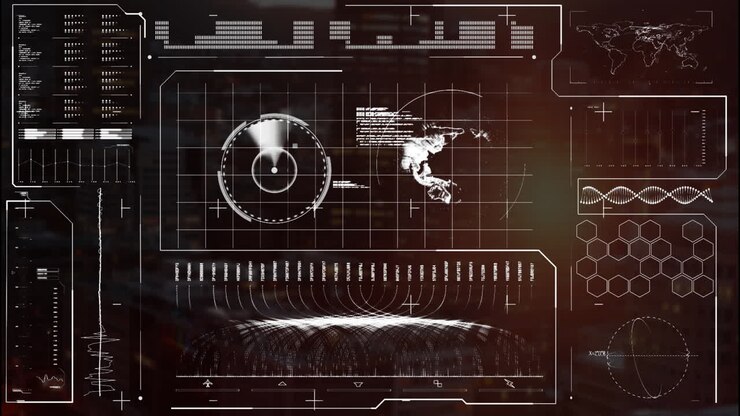 Animation of data processing and diagrams over globe