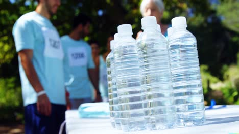 Water-bottles-on-table-in-park-4k