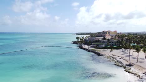 top view of punta cana beach at the shore of the blue sea