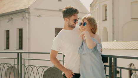 couple posing outdoors in the city