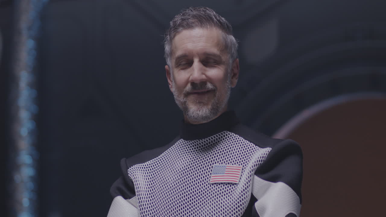 Smiling Astronaut Portrait in a Space Station