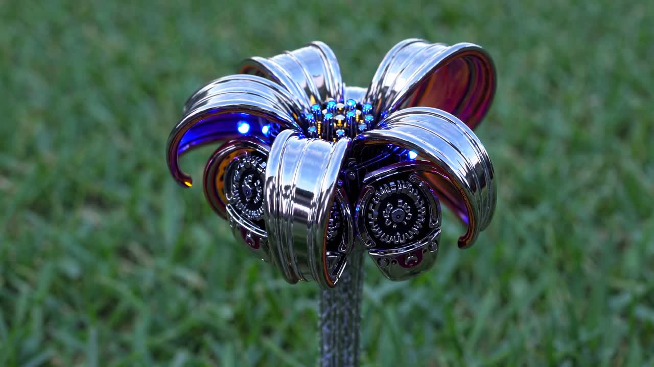 Metallic Flower in Grass