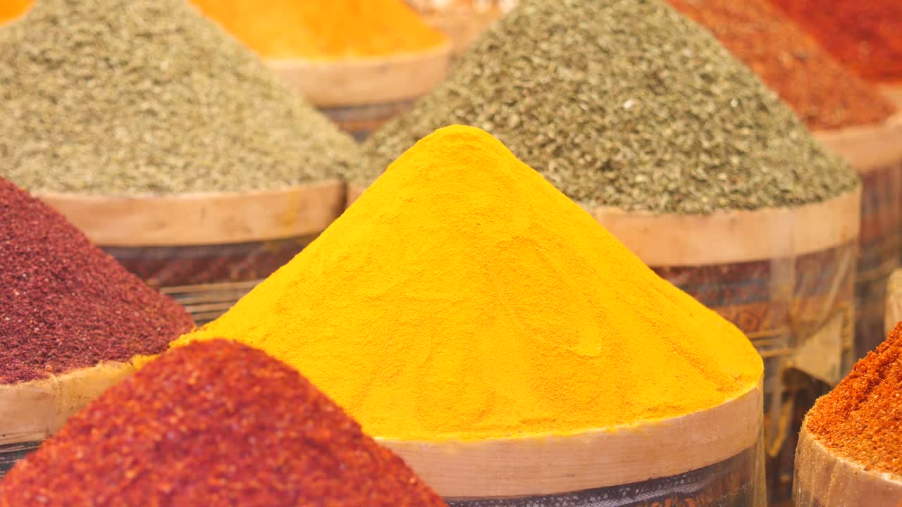 Colorful Spices in a Market