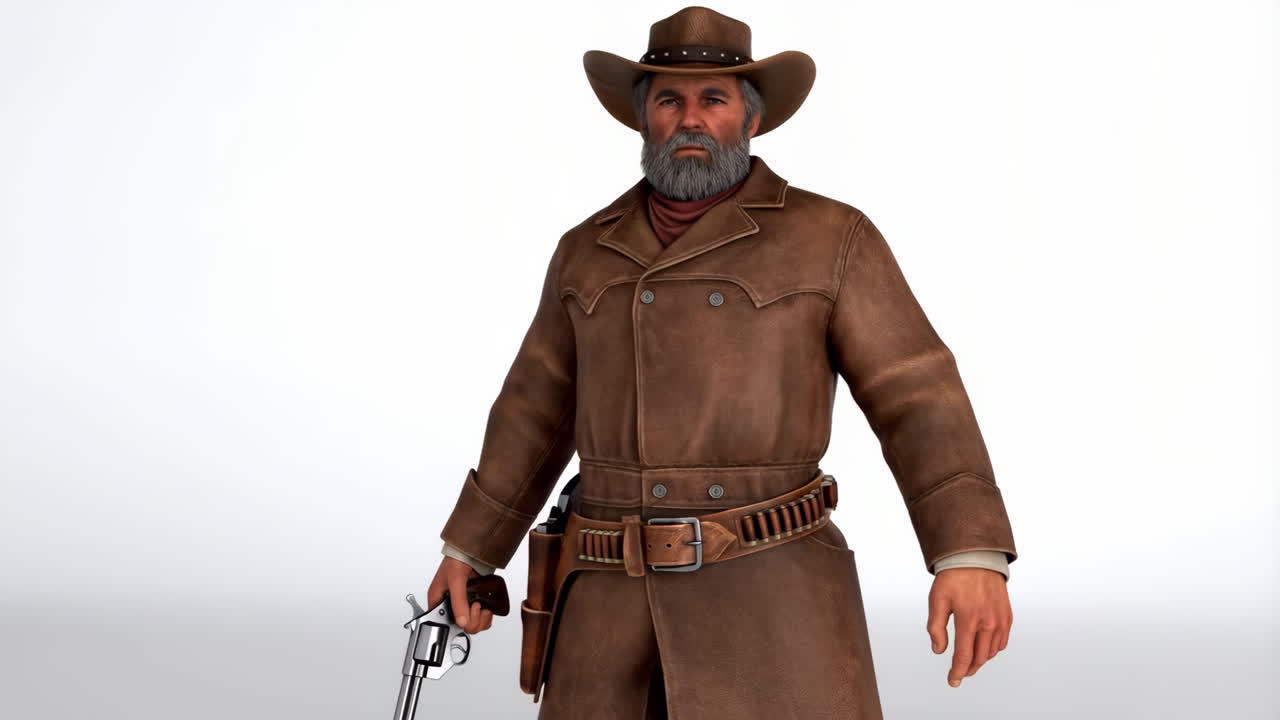 3D Render of a Cowboy Character with Revolver