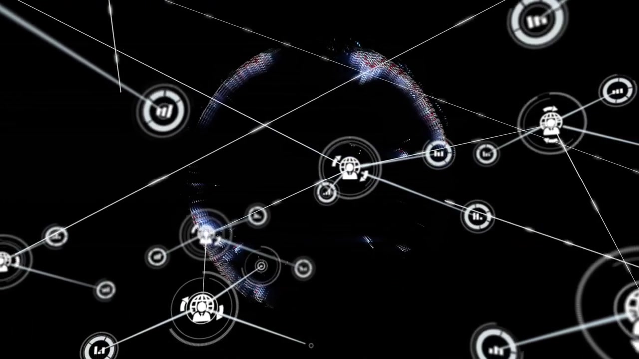 Digital jordklode med globale netværksforbindelser og dataknuder