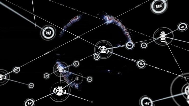 Digital jordklode med globale netværksforbindelser og dataknuder