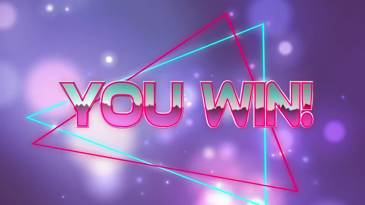 파란색 배경의 밝은 반점 위에 텍스트를 이기는 애니메이션