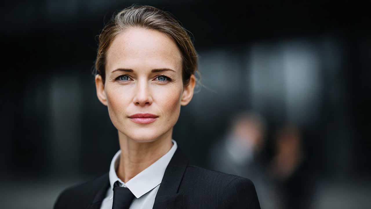 Confident Businesswoman in a Professional Setting, Showcasing Ambition and Poise, Exuding Leadership in a Dynamic Corporate Environment