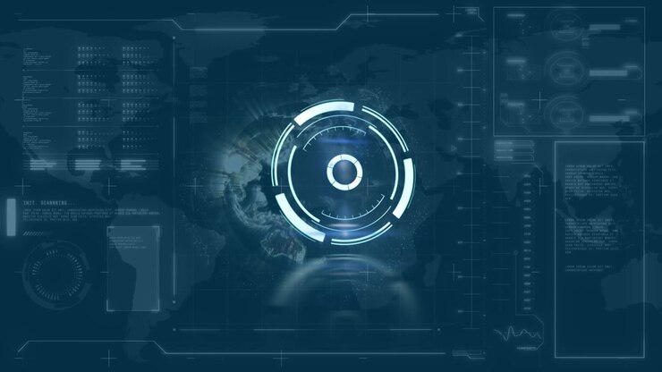 Animasi pemindaian cakupan dan pemrosesan data di layar