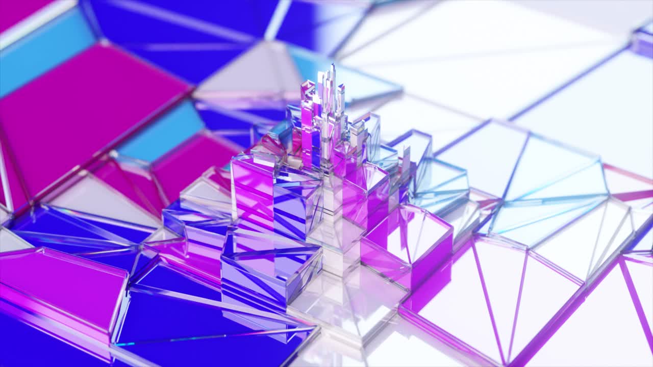 paisaje urbano geométrico abstracto de cubos de vidrio transparente