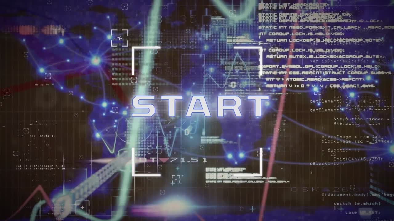 Animation of start text with data processing over world map