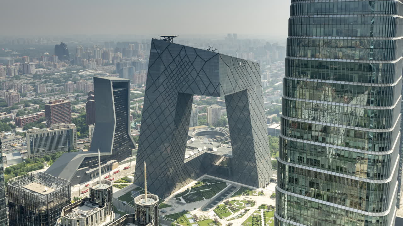 Timelapse of the Beijing city skyline from a high vantage point