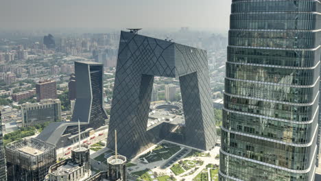 timelapse of the beijing city skyline from a high vantage point