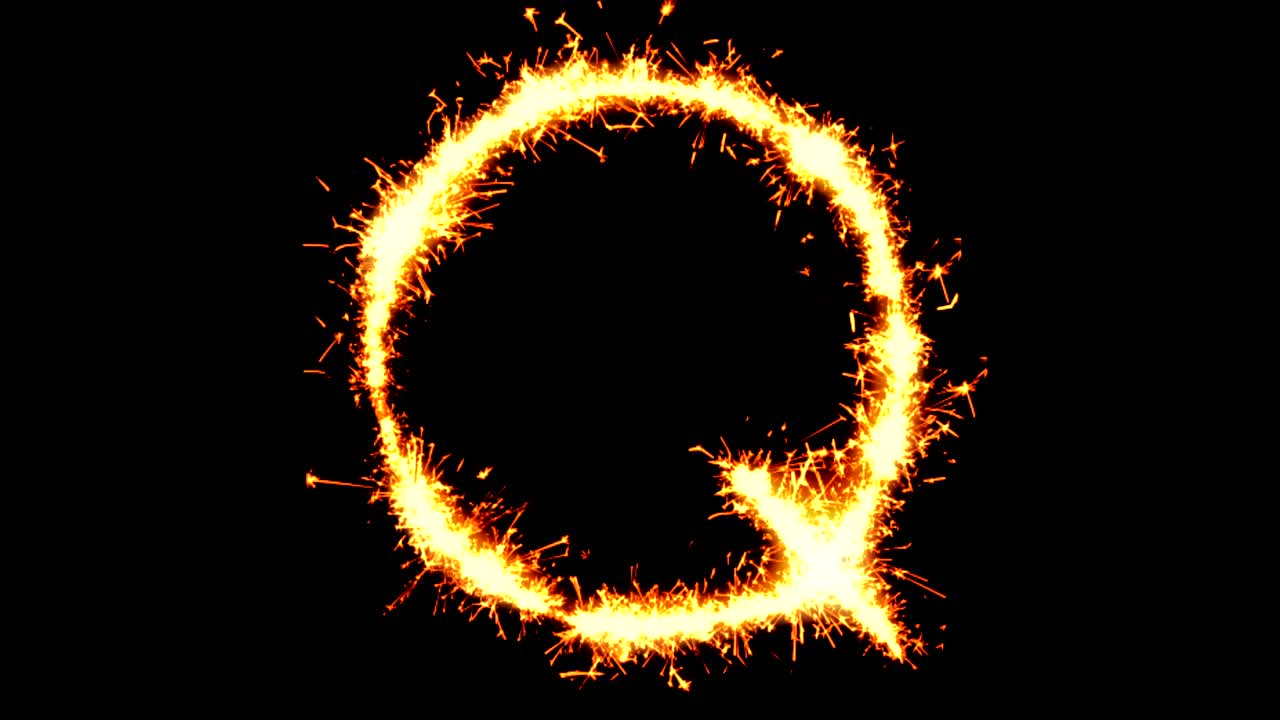 Alphabet Q Text Sparkler Glitter Sparks Firework Loop Animation