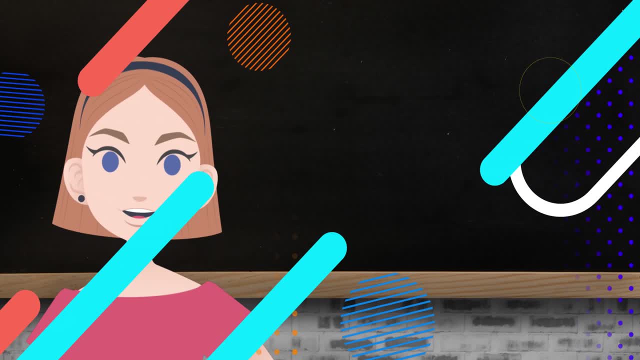 animación de formas en movimiento sobre el icono del maestro y el tablero