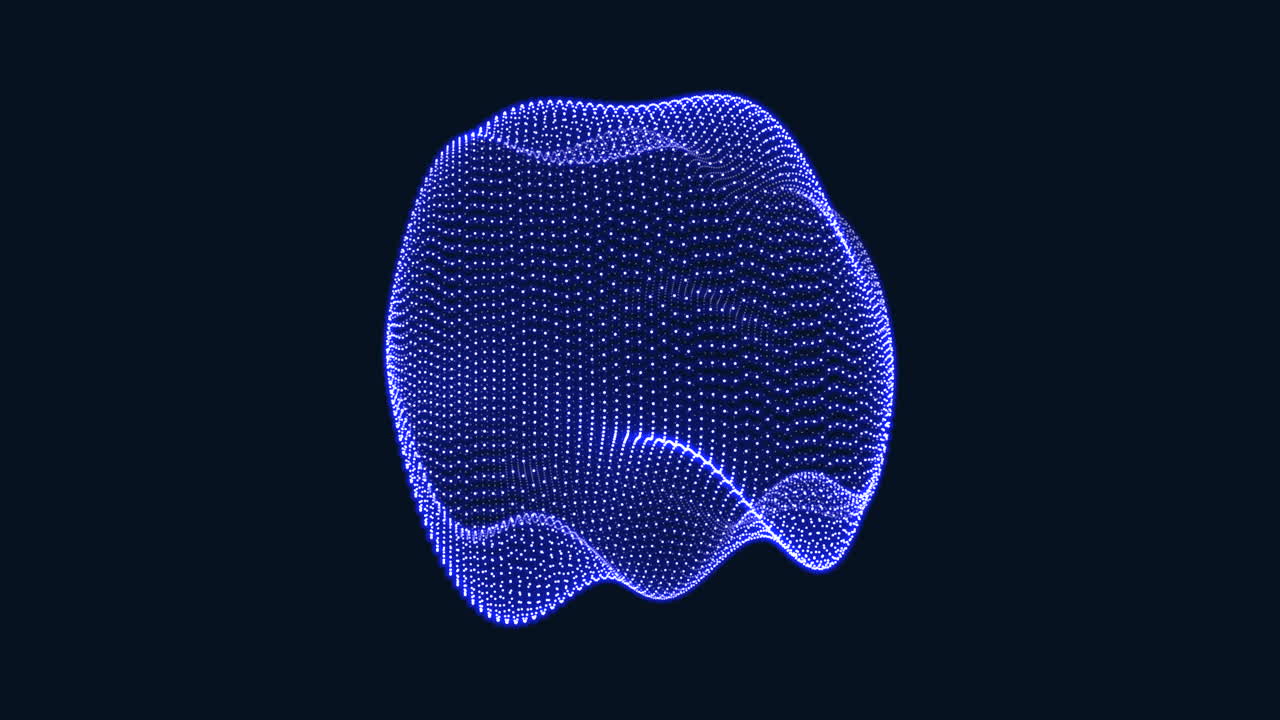 Futuristic liquid ball with neon dots in dark galaxy