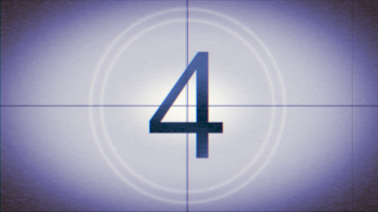 Retro blue film countdown from 1 to 10 in 90s style