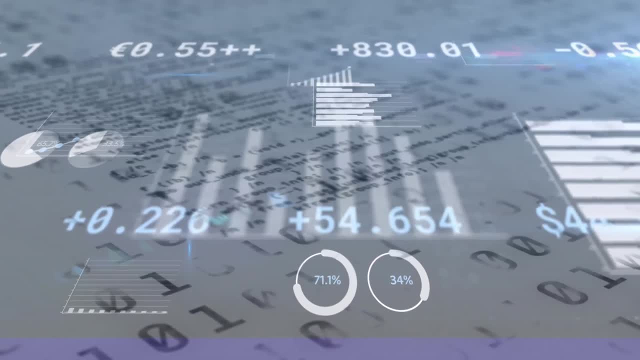 금융 데이터 처리와 함께 바이너리 코딩의 애니메이션