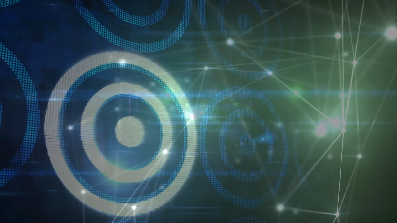 animación de la red de conexiones sobre círculos sobre espacio negro