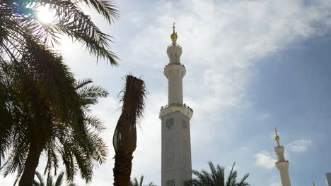 day time blue sky abu dhabi famous sheikh zayed mosque tower panorama 4k united arab emirates