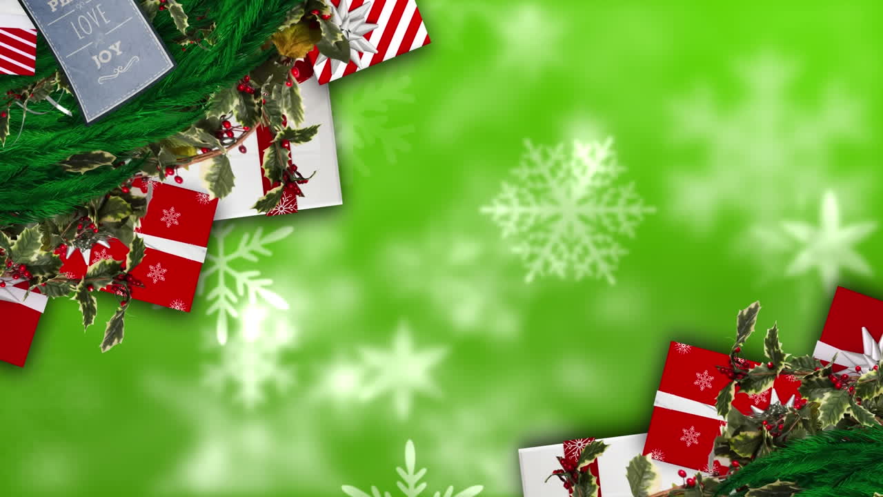 animación de la decoración navideña sobre la nieve que cae