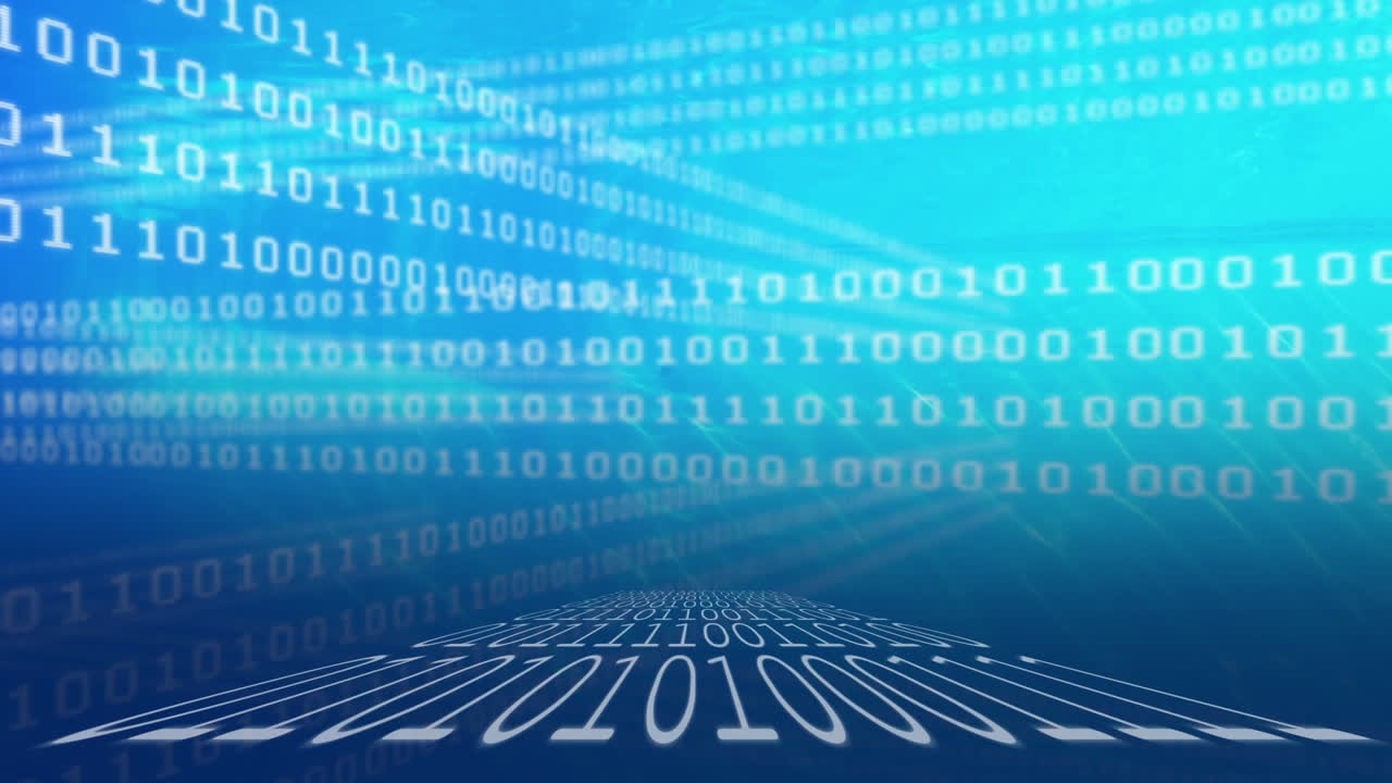 Binary coding on a blue background