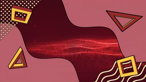 animation of colourful shapes moving over red spots